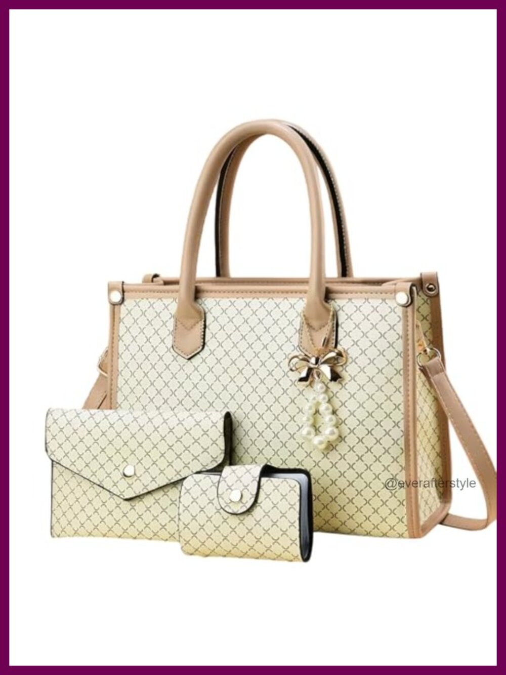 Women's PU Leather Satchel Shoulder Bag with Wallet Set